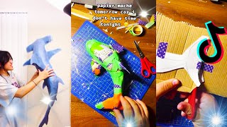 📦 Cardboard Shark TikTok Compilation 😍 Cardboard Whale Crafting Tik Toks [upl. by Zug]