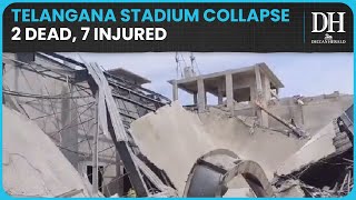 At least 2 dead 7 injured as underconstruction stadium collapses in Telangana [upl. by Huai96]