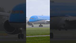 KLM Dreamliner departing a very rainy Amsterdam aviation planespotting rain boeing livestream [upl. by Ecinhoj715]