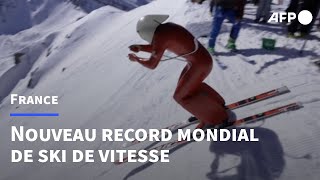 Le Français Simon Billy bat le record du monde de ski de vitesse  AFP [upl. by Sarette915]