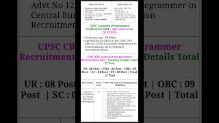 UPSC Assistant Programmer in CBI Central Bureau of Investigation Recruitment 2024 cbi [upl. by Eleonore]