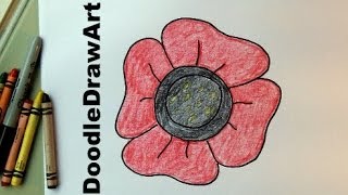 How To Draw an Easy Poppy For Kids Video Drawing Tutorial  Remembrance Day Veterans Day [upl. by Beryl]