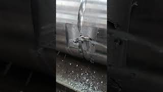 Boring machine applying cobalt bit to drill oilhole on the pin shaft [upl. by Ehtnax727]