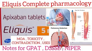 Eliquis  Apixaban Pharmacology  MOA  Pharmacokinetics Toxicity  Uses  Brand names  Imp Notes [upl. by Smaj]