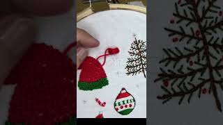 christmas embroidery shorts embroidery stitch christmas art [upl. by Acinorej709]