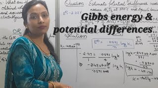 Gibbs energy amp potential difference of the reaction [upl. by Eenaj]