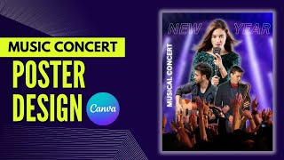 Music poster design in canva tutorial  music party flyer design ideas [upl. by Eirek885]