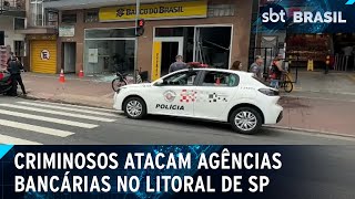 Novo Cangaço Criminosos atacam agências bancárias em Cubatão SP  SBT Brasil 060824 [upl. by Othella]