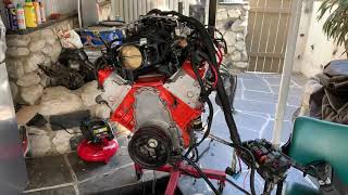 60 LQ4 with 706 Heads Start up on Harbor Freight Engine stand [upl. by Annekahs]