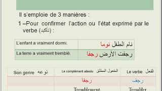 Cours de grammaire arabe n°12  المفعول المطلق  Le complément absolu [upl. by Kcirdot44]