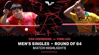 Fan Zhendong vs Finn Luu  MS R64  Singapore Smash 2024 [upl. by Yelrebmyk]