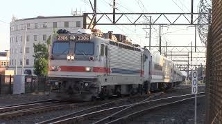 20160803 August 3 2016 SEPTA Silverliner IV and AEM7 push pull trains Lansdale Station Lansdale PA [upl. by Eicarg]