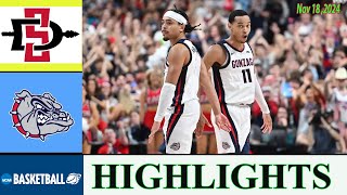 Gonzaga vs San Diego State Highlights Nov 18 2024  College mens basketball 2024  Ncaa basketball [upl. by Eicak262]