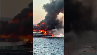 UPDATE 47m ATINA sinks following FIRE in Sardinia [upl. by Ecinnahs]