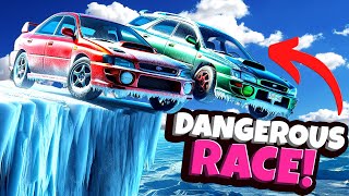 Surviving Racing the Most DANGEROUS Snowy Cliff Road in BeamNG Drive Mods [upl. by Woermer54]