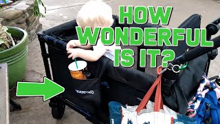 Review of WONDERFOLD W4 Elite Quad Stroller Wagon Featuring 4 FacetoFace Seats with Harness ad [upl. by Hairej]