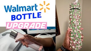 Walmart Water Bottle Transformation Bling Upgrade A Bottle Beginner Tutorial DIY bling diy [upl. by Ardnassela]