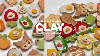 how i make clay magnets 🧃🍓🍊 using air dry clay  no bake [upl. by Eniroc20]