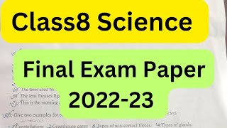 Class8 Science Final Exam Question Paper 202223  Final Exam paper [upl. by Heydon]