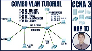 VLAN NATIVE VOIP DATA MGT TRUNK  CCNA 3 Day 10 [upl. by Ettennod]