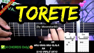 Torete  Moonstar88 EASY CHORDS😍  Guitar Tutorial  4 Chords Only [upl. by Haimrej]