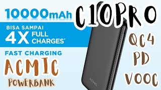 ACMIC C10PRO Slim 10000mAh AiCharge Power Bank QC4  PD  VOOC [upl. by Ttezil]