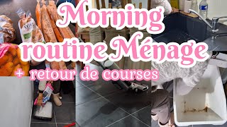 ✨️ Routine matinale MÉNAGE après 2 jours de procrastination  retour de courses de la semaine  menu [upl. by Delp127]