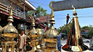 Craftsman Making Beautiful Mosque Tower from Golden Sheets with Amzing Skill [upl. by Herman23]