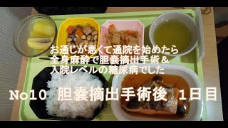 No10 胆嚢摘出手術後 1日目 お通じが悪くて通院を始めたら 全身麻酔で胆嚢摘出手術＆入院レベルの糖尿病でした [upl. by Tuck749]