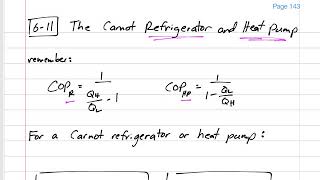 Thermodynamics  611 The Carnot refrigerator and heat pump [upl. by Annauqal]