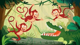 Five little monkeys swinging in the tree Song For kids Song in english for kids fivelittlemonkeys [upl. by Onilecram59]