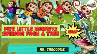 Five Little Monkeys Got In BIG Trouble Stay Away Mr Crocodile [upl. by Herra]