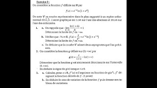 Exercice intéressant sur létude de fonction fonction ln et fonction exponentielle 2eme année bac [upl. by Annairdua720]