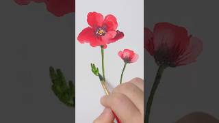 August Birth Month Flower  POPPY watercolorpainting poppy art [upl. by Ecirtaeb]