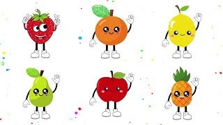 Como desenhar pintar e colorir frutas 🍎🍋🍊  Desenhos animados  Desenho fácil  01 🍍🍓🍐 [upl. by Otha]