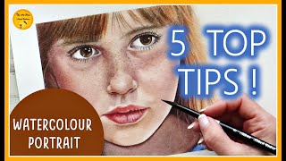 WATERCOLOUR PORTRAIT  5 TOP TIPS for beginners  How to paint SKIN in WATERCOLOR TUTORIAL [upl. by Myrle]