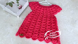 Beautiful Baby Dress crochet pattern  Prenses Elbisesi  Tığ işi Kolay ve Güzel Elbise  6 Ay için [upl. by Bronny]