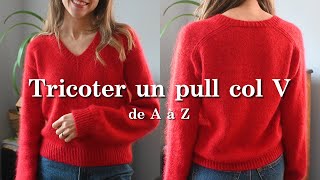 Tutoriel  Tricoter un pull avec col en V  le patron Academie [upl. by Merola148]