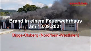 Brand im Feuerwehrhaus des Löschzugs BiggeOlsberg BS 12022 [upl. by Imyaj]