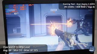 Acer Aspire 3 A315  Gaming Test Overwatch [upl. by Ebberta]