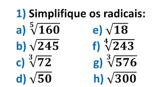 Simplifique os radicais [upl. by Ellingston]