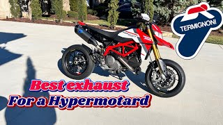 Ducati Hypermotard 950 with FULL Termi exhaust REVIEW [upl. by Frisse405]