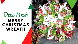 DIY Merry Christmas Deco Mesh Wreath  Holiday Wreath Ideas  DecoExchange Tutorial [upl. by Raleigh]