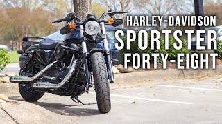 HarleyDavidson Sportster FortyEight  Raleigh Ride amp Review [upl. by Anaugahs]