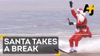 Santa Takes The Elves And Goes Water Skiing [upl. by Ahsatak]