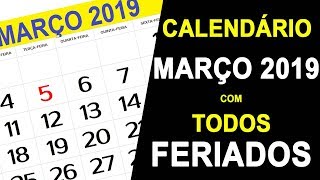 CALENDÁRIO MARÇO 2019 COM FERIADOS PARA IMPRIMIR [upl. by Weil605]