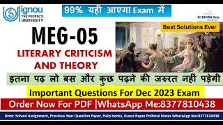 MEG05 Literary Criticism amp TheoryImportant Questions With AnsDec 2023 Exam99 यही आएगा Exam में [upl. by Selway]