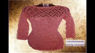 Tutorial Blusa de encaje Facil y Rapido 1ra parte Crocheteando con la Comadre [upl. by Burdett]