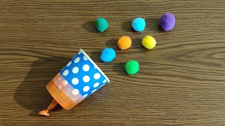 DIY Pom Pom Launcher  Pom Pom Shooter  DIY Game  Paper Cup Game  Pom Pom Popper [upl. by Arualana]