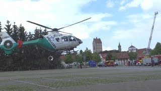 PolizeiHubschrauber LandungStart  Touchdown zum Entladen  in Bad Neustadt 150 Jahre FF NES [upl. by Atorod]